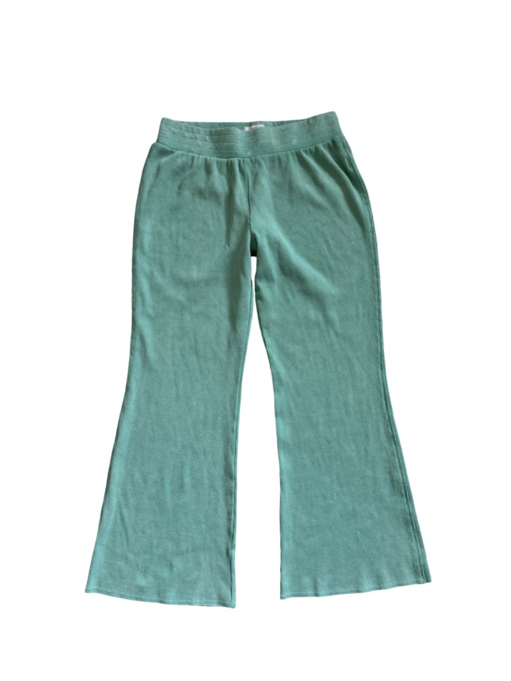 SUNNYSIDE BY SUNDRY BLUE Waffle Flare Leg Pants Size L